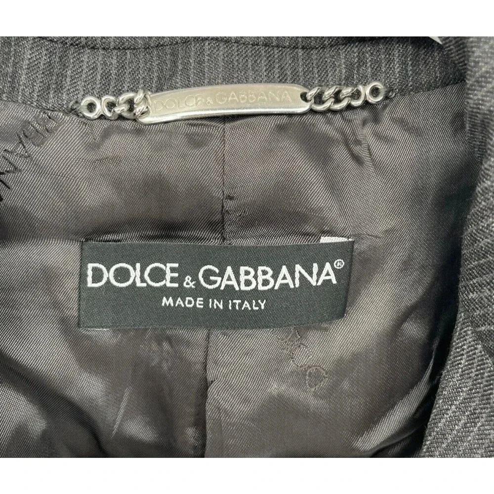 Dolce & Gabbana Women's Pin Striped Blazer Charcoal Gray Jacket Notch Lapel